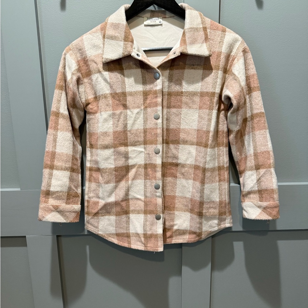 Pink Lily Button Down Jacket in Pink and Cream